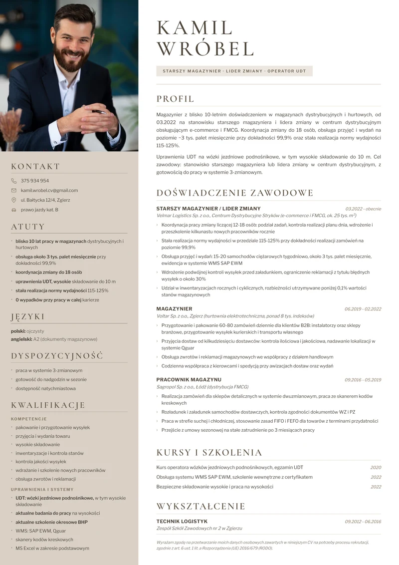 Profesjonalne CV napisane na zamówienie: magazynier na drodze do awansu